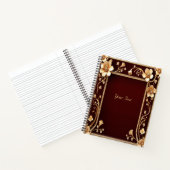 Burgundy Gouden Bloemen Notitieboek (Binnen)