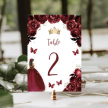Burgundy Gouden Bloemenkroon Prinses Quinceañera