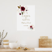 Burgundy Gouden Bloemkaarten & Cadeaus Bruiloft Poster (Keuken)