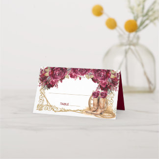 Burgundy Gouden Charra Quinceanera Cowboylaarzen Plaatskaartje