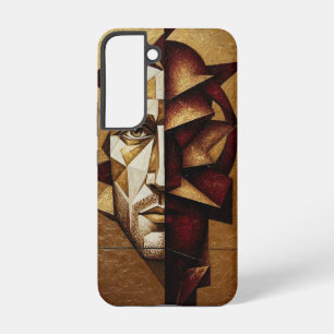 Burgundy Gouden Cubistische Man - Textured Abstrac Samsung Galaxy Hoesje