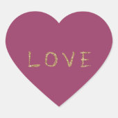 Burgundy Gouden Glitter Liefde Hart Sticker (Voorkant)