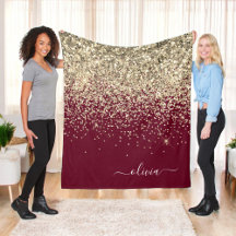 Burgundy Gouden Glitter Meisjesachtige Monogram Gl