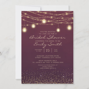 Burgundy Gouden Glitter Sliert Lichtjes Bruidsdouc Kaart