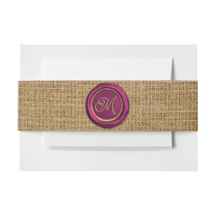 Burgundy & Gouden Monogram Moderne Waszegelsticker Uitnodigingen Wikkel