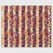 Burgundy Gouden Perzik Zigzag Kerstmis Cadeaupapier (Vlak)