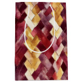 Burgundy Gouden Perzik Zigzag Kerstmis Medium Cadeauzakje (Voorkant)