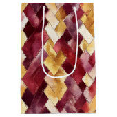 Burgundy Gouden Perzik Zigzag Kerstmis Medium Cadeauzakje (Achterkant)