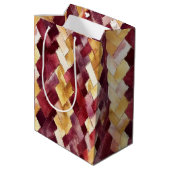 Burgundy Gouden Perzik Zigzag Kerstmis Medium Cadeauzakje (Achterkant Gekanteld)