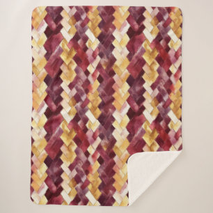 Burgundy Gouden Perzik Zigzag Kerstmis Sherpa Deken