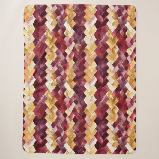 Burgundy Gouden Perzik Zigzag Kerstmis Sherpa Deken (Voorkant)