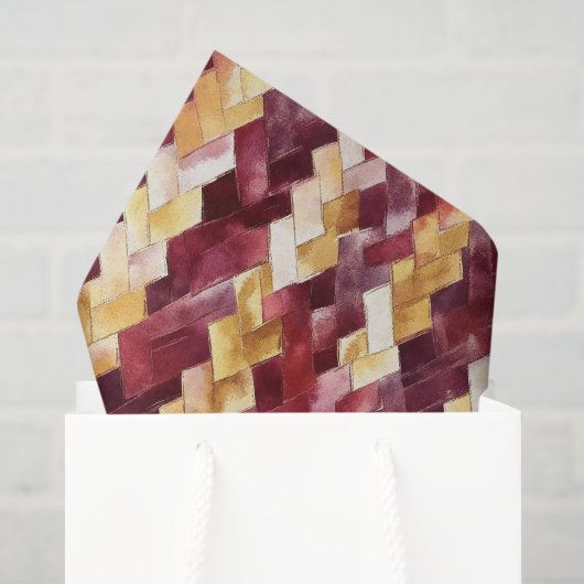 Burgundy Gouden Perzik Zigzag Kerstmis Tissuepapier (Cadeauzakje)