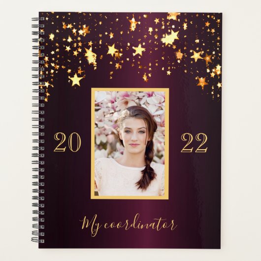 Burgundy gouden sterren foto 2027 planner (Voorkant)