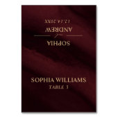 Burgundy & Gouden Trouwtafelkaart Kaart (Voorkant)