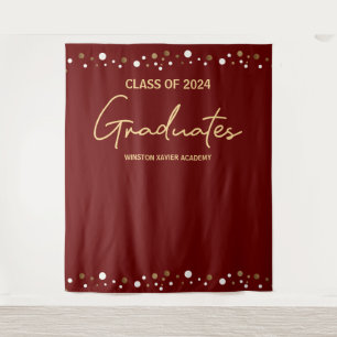 Burgundy Goudklas afgestudeerden 2024 achtergrond Wandkleed