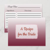 Burgundy Gradient bruiloft Recipe Kaart (Voorkant / Achterkant)