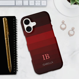 Burgundy Gradient Color Stripes Monogram