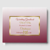 Burgundy Gradient en Gold Heart Wedding Book Gastenboek (Voorkant)