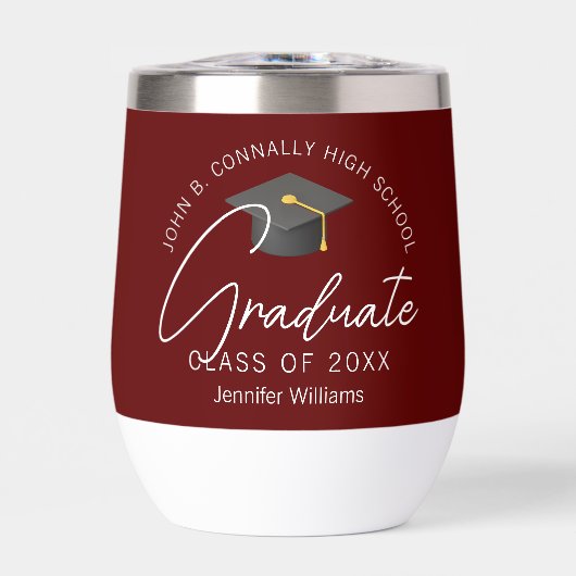 Burgundy Graduation Party Customized Graduate (Voorkant)