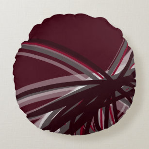 Burgundy & Gray Artistic Ribbons Round Pillow Rond Kussen
