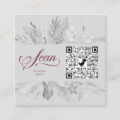 Burgundy Gray Botanical Online RSVP QR Code Informatiekaartje (Voorkant)