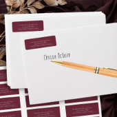 Burgundy Gray Botanical Return Address Label