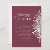 Burgundy Gray Botanical Wedding Rehearsal Dinner Kaart (Voorkant)