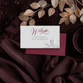 Burgundy Gray Botanical Wedding Website Informatiekaartje