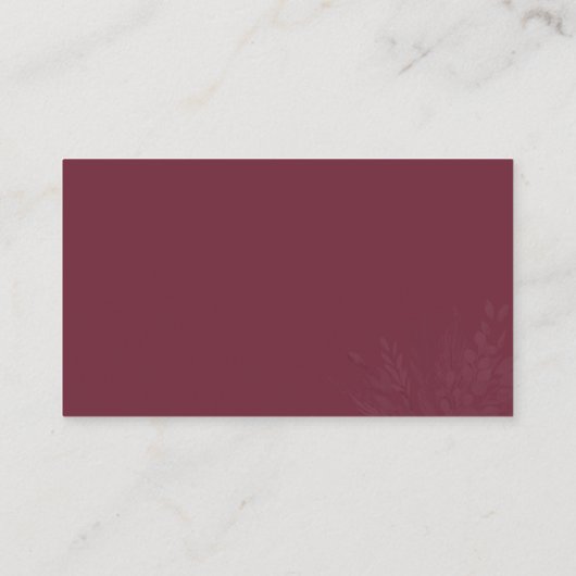 Burgundy Gray Botanical Wedding Website Informatiekaartje (Achterkant)
