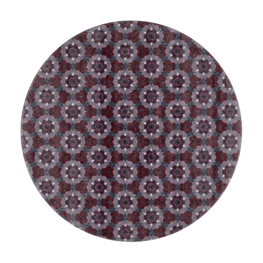 Burgundy & Gray Floral Painted Quilt Snijplank (Voorkant)
