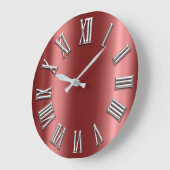 Burgundy Gray Metallic Gray Silver Roman Number Grote Klok (Hoek)