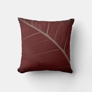 Burgundy & Gray Minimalist Macro Leaf Kussen