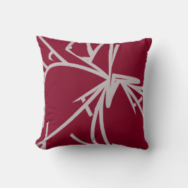 Burgundy & Gray Modern Elegant Abstract Bamboe Kussen