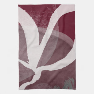 Burgundy Gray & White Abstracte Waterverf Theedoek