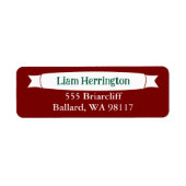 Burgundy & Green Address Label with Banner (Voorkant)