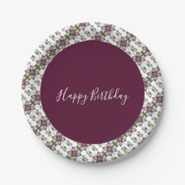 Burgundy Green and White Papieren Bordje