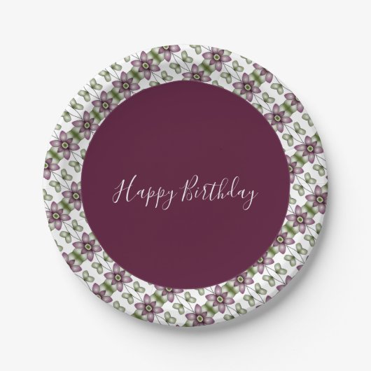 Burgundy Green and White Papieren Bordje (Voorkant)