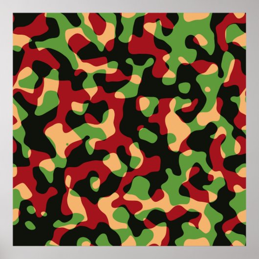 Burgundy Green Black Camouflage Army Patroon Poster (Voorkant)