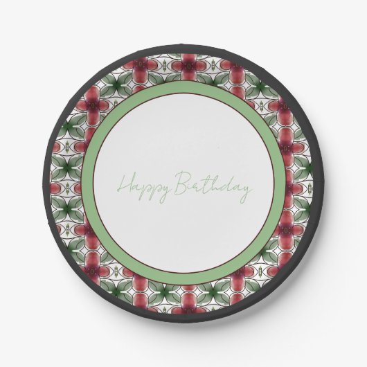 Burgundy Green en Black Papieren Bordje (Voorkant)