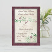 Burgundy & Green Floral Vine Wedding Invitations Kaart (Staand voorkant)