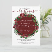 Burgundy Green Floral Wreath Corporate Kerstmis Kaart (Staand voorkant)