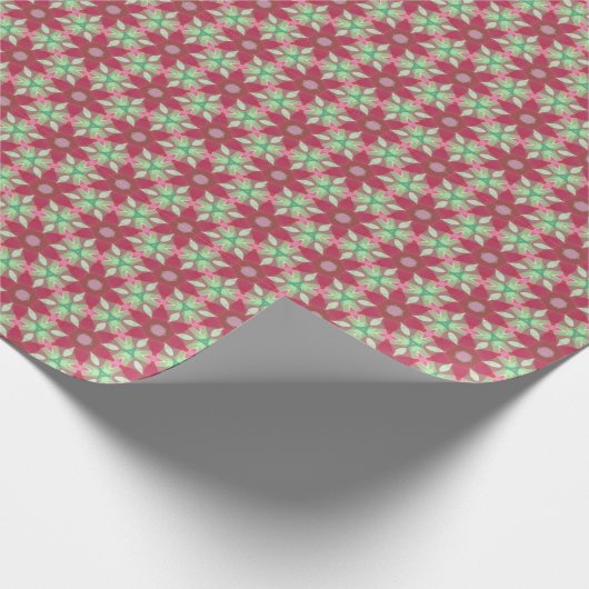 Burgundy Green Kaleidoscope Gift Wrapping Paper Cadeaupapier (Hoek)