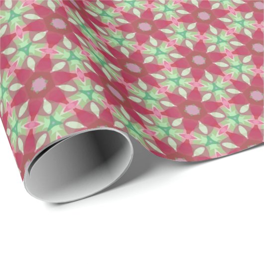 Burgundy Green Kaleidoscope Gift Wrapping Paper Cadeaupapier (Rol Hoek)