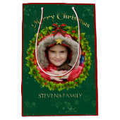 Burgundy & Green Kerstmis Foto Lijst 2 Medium Cadeauzakje (Voorkant)