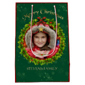 Burgundy & Green Kerstmis Foto Lijst 2 Medium Cadeauzakje (Achterkant)