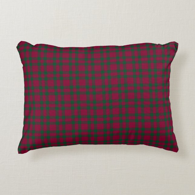 Burgundy Green Plaid Pattern Accent Kussen (Voorkant)