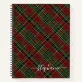Burgundy Green Pset met kerstfeestdag monogram Notitieboek (Voorkant)