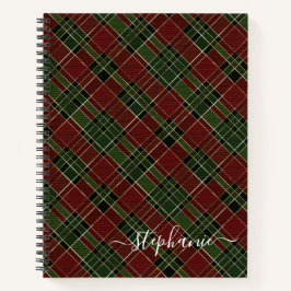 Burgundy Green Pset met kerstfeestdag monogram Notitieboek
