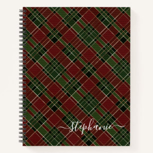 Burgundy Green Pset met kerstfeestdag monogram Notitieboek