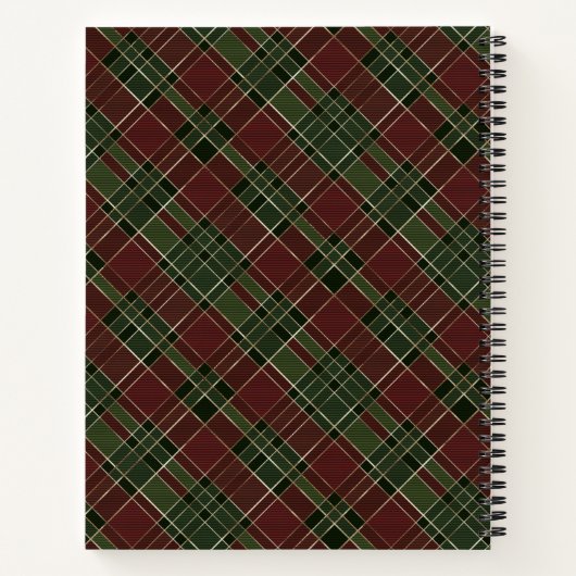 Burgundy Green Pset met kerstfeestdag monogram Notitieboek (Achterkant)